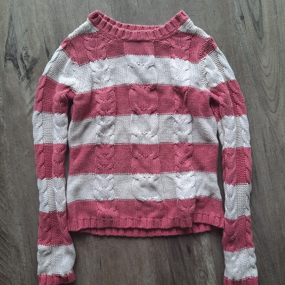 Old Navy Pink & White Striped Sweater - Picture 2 of 9